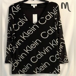 Calvin Klein Black and White Logo Top